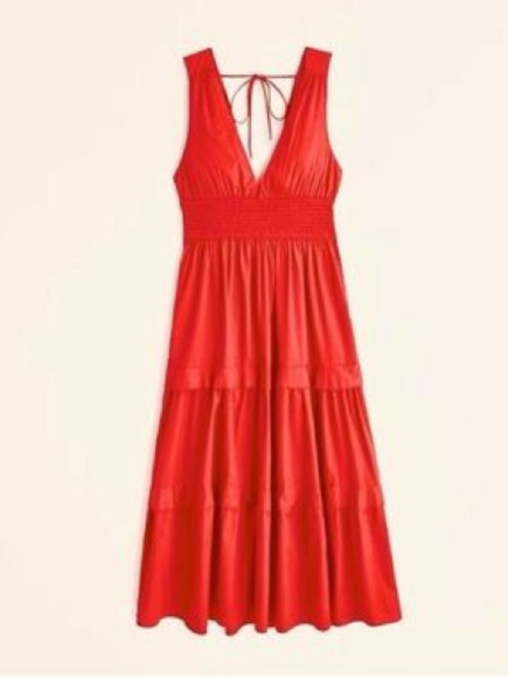 Abercrombie & Fitch Red V-Neck Tiered Maxi Dress